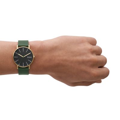 Skagen Signatur Three-Hand Evergreen Leather Watch SKW6861 - Skagen