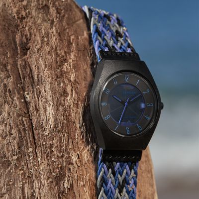 Consider It Solar Recycled Ocean Plastic Woven Strap Watch