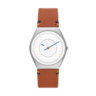 Grenen Solar Halo Ocean Blue Leather Watch SKW6873 - Skagen