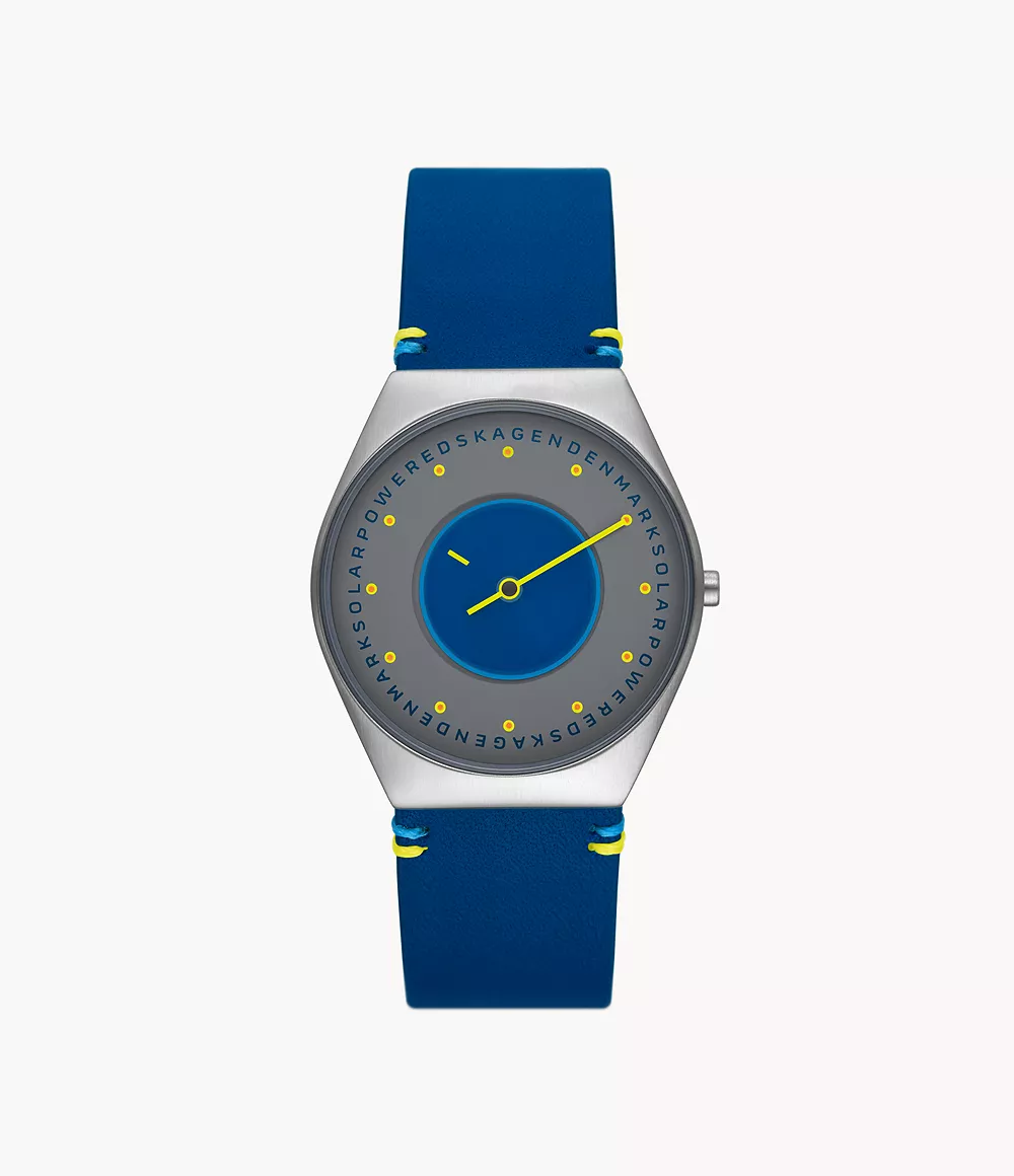 Grenen Solar Halo Ocean Blue Leather Watch SKW6873 - Skagen