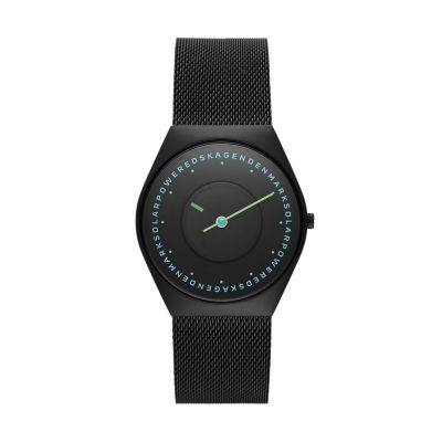 Grenen Solar Halo Midnight Stainless Steel Mesh Watch SKW6874 - Skagen