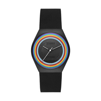 Grenen Solar-Powered Edition Skagen Limited Stainless Mesh Midnight - Pride Watch Steel Three-Hand SKW6876