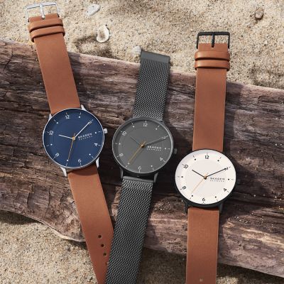 Riis Three-Hand Medium Watch SKW6883 - Brown Skagen Leather