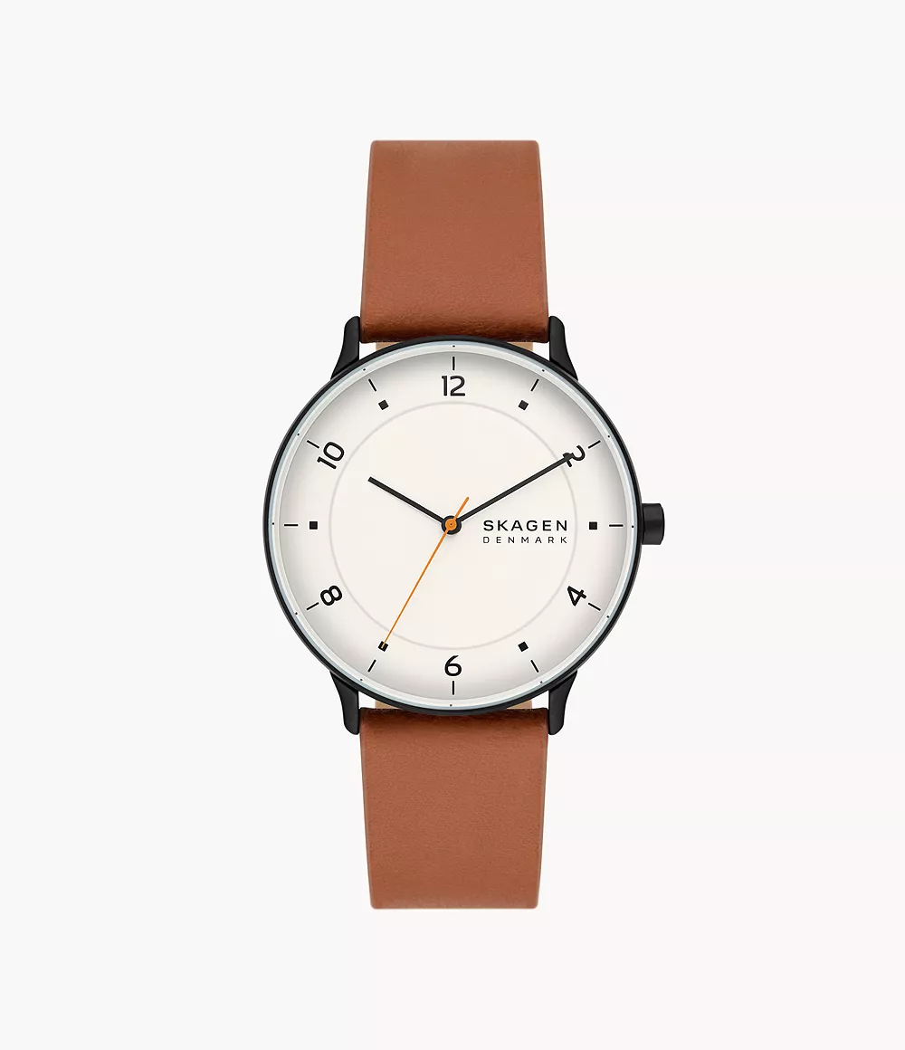Skagen Unisex Riis Three-Hand Medium Brown Leather Watch
