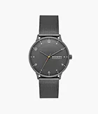 Riis Three-Hand Charcoal Stainless Steel Mesh Watch