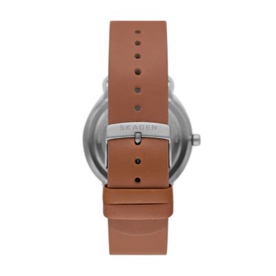Riis Three-Hand Medium Brown Leather Watch SKW6885 - Skagen