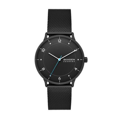 Grenen Ultra Slim Two-Hand Midnight Stainless Steel Mesh Watch