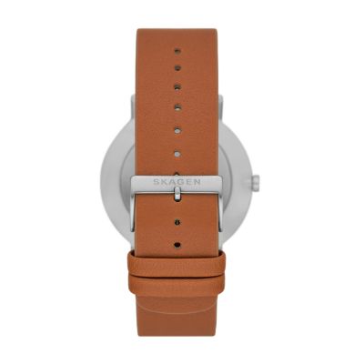 Leather Kuppel Sub-Second Brown Watch - Skagen Two-Hand SKW6888