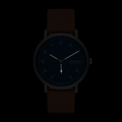 Leather Watch Sub-Second Skagen - Kuppel Two-Hand SKW6888 Brown