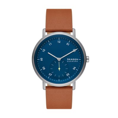 Skagen Men’s Kuppel Two-Hand Sub-Second Brown Leather Watch