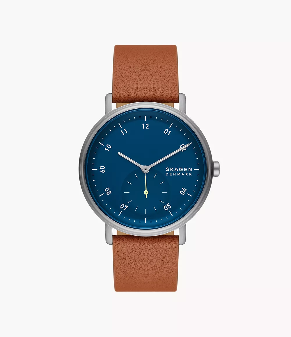 Skagen Unisex Kuppel Two-Hand Sub-Second Brown Leather Watch
