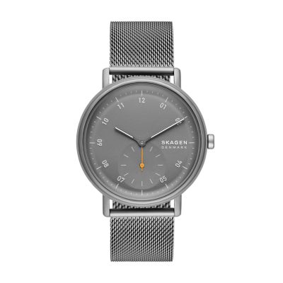 Skagen Men’s Kuppel Two-Hand Sub-Second Charcoal Stainless Steel Mesh Watch