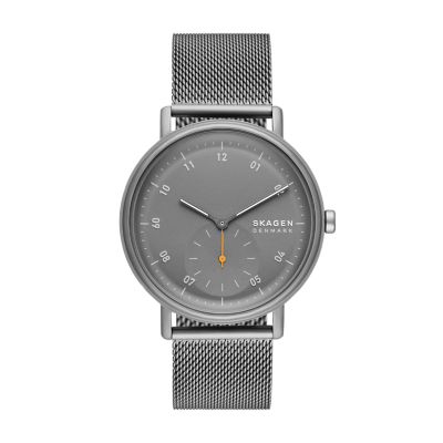 Photos - Wrist Watch Skagen Men's Kuppel Two-Hand Sub-Second Charcoal Stainless Steel Mesh Watc 