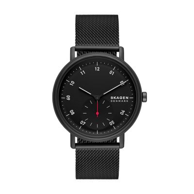 Montre the minimalist à deux aiguilles en best sale cuir noir