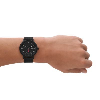 Montre the minimalist à deux aiguilles en cuir noir hot sale