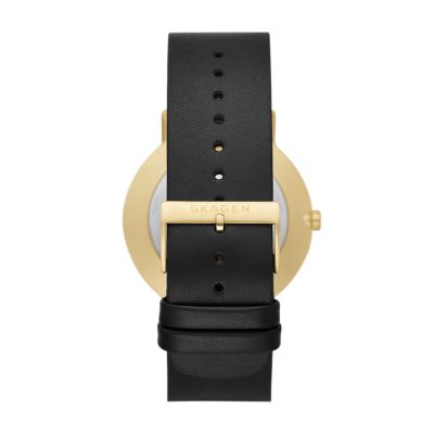 Sub-Second Black Watch SKW6896 Leather Skagen Kuppel - Two-Hand
