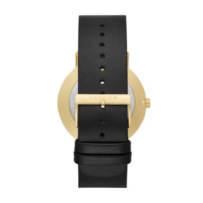 Kuppel Two-Hand Sub-Second Black Leather Watch - Skagen SKW6896