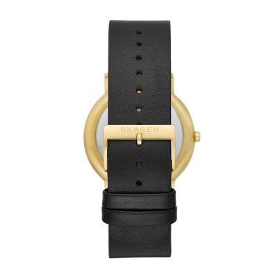 Skagen signatur discount black leather watch