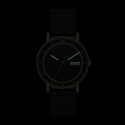 Leather - Signatur Skagen Three-Hand SKW6897 Watch Black