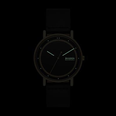 Signatur Three-Hand Black Leather Watch SKW6897 - Skagen