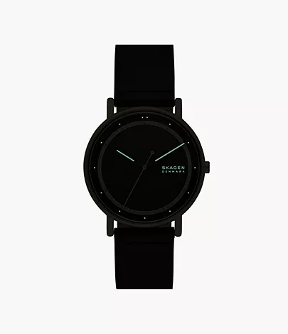Signatur Three-Hand Black Leather Watch SKW6897 - Skagen