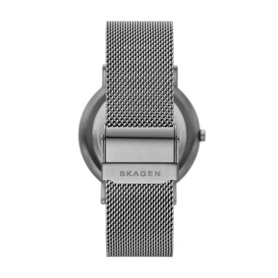 Signatur Three-Hand Charcoal Stainless Steel Mesh Watch SKW6900