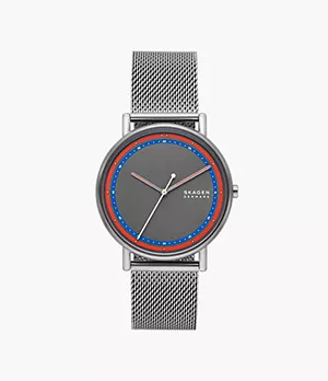Signatur Three-Hand Charcoal Stainless Steel Mesh Watch