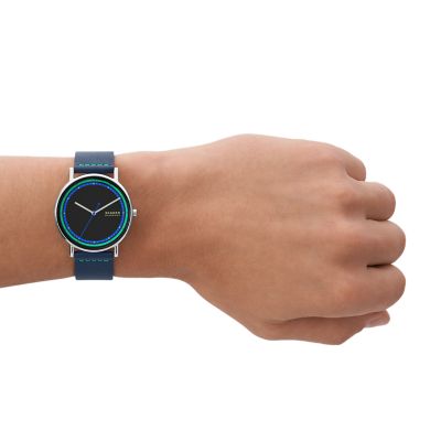 Skagen signatur slim sale blue leather watch