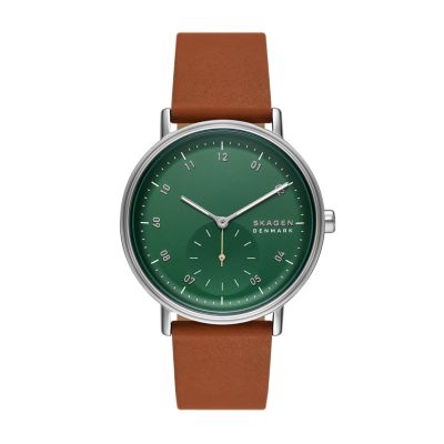 Brown Two-Hand Kuppel - Skagen Watch SKW6888 Leather Sub-Second