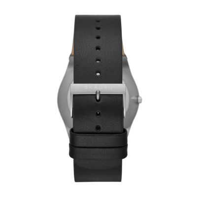 Melbye Titanium Three-Hand Day-Date Black Leather Watch SKW6907 - Skagen
