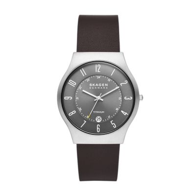 Sundby Three-Hand Date Espresso Leather Watch