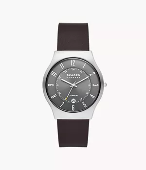 Sundby Three-Hand Date Espresso Leather Watch