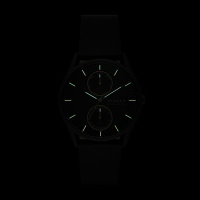 Skagen black outlet leather watch