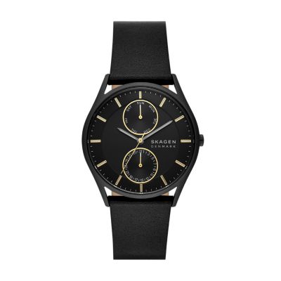 Holst Multifunction Black Leather Watch Skagen SKW6911 