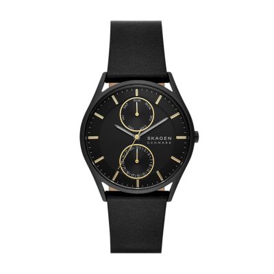 Holst Multifunction Black Leather Watch SKW6911 Skagen