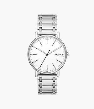 Signatur Three-Hand Silver Stainless Steel Bracelet Watch