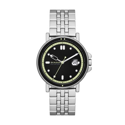 Skagen Men’s Signatur Sport Three-Hand Date Silver Stainless Steel Bracelet Watch
