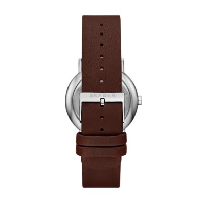 SKW2138⭐️新品未使用⭐️SKAGEN ブラウンレザー レディース SKAGEN ポイント最大6倍 バンド訳ありB級品 スカーゲン