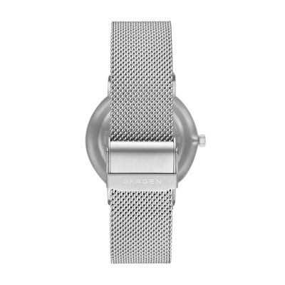 Ancher Three Hand Date Silver Tone Steel Mesh Watch SKW7600