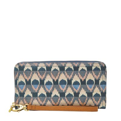 Fossil logan zip around hot sale clutch