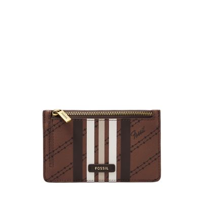 Fossil Brown Logan Zip Card Case