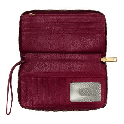 Fossil liza zip sale around clutch