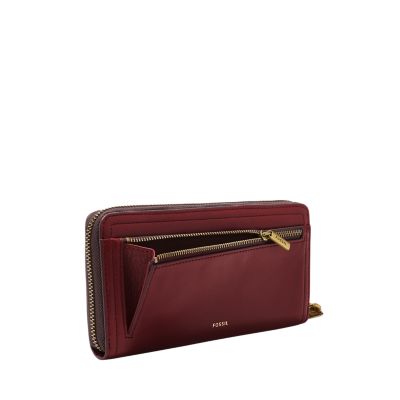 Fossil logan rfid zip around online clutch