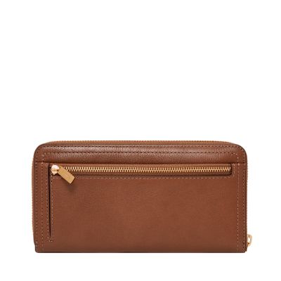 Fossil Women's Logan Zip Around Clutch - Brown