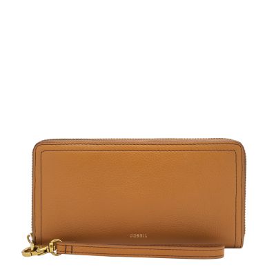 Fossil Brown Logan Zip Card Case