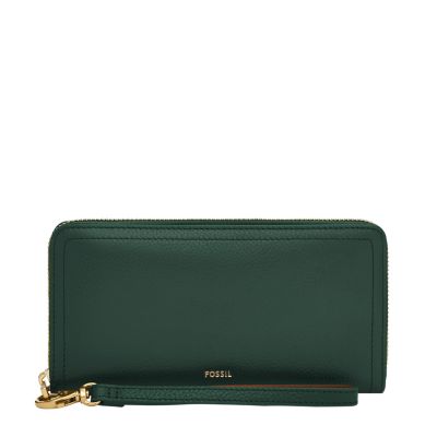 Green for Logan RFID Zip Around Clutch