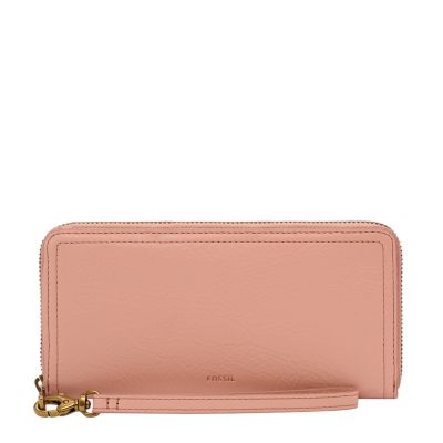 Fossil women's logan on sale rfid zip wallet