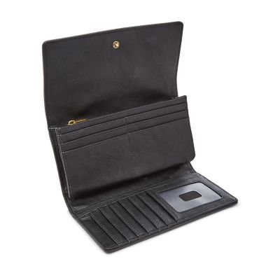 Women Black S-Wave Small Flap Wallet