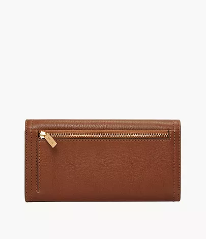 Fossil Logan Leather Flap Clutch Wallet - Brown