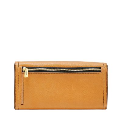 Fossil logan leather flap best sale clutch wallet